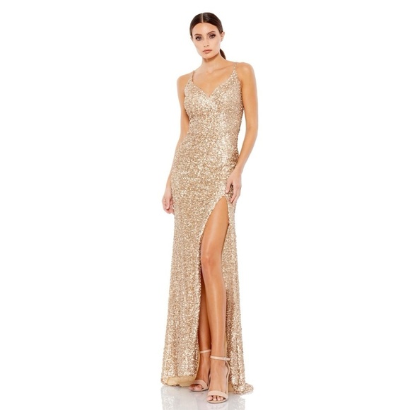 Mac Duggal Dresses & Skirts - IEENA FOR MAC DUGGAL 26476 NWT High Slit Spaghetti Strap Gown